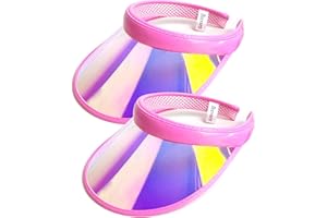 BEEVARN 2 Pack Sun Visor Hats Women Men Clip-on Iridescent Clear Sport Outdoor Cap