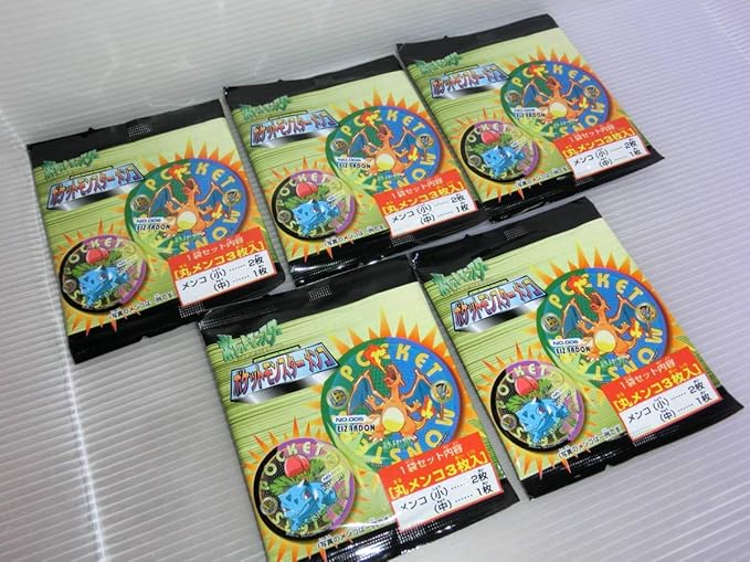 Amazon 未開封 アマダ ポケットモンスター メンコ 丸メンコ 5パック ポケモン 1998 デッドストック 希少 レア 面子 カード 遊び めんこ ホビー