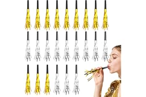 Uniticber 24-Pack Gold and Silver Noise Makers | Elegant Glitter & Metallic Fringed Party Blowers for Adult Events – Birthday, Graduation, Sports & New Year’s Favors