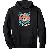 Dead Inside Skull Wearing Sunglasses Tropical Palm Trees Pullover Hoodie