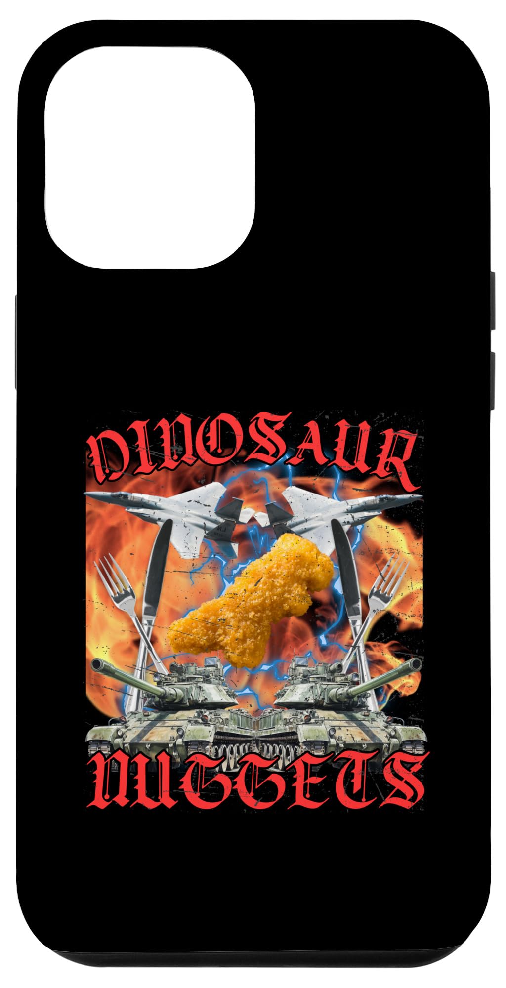 iPhone 14 Plus Funny Dinosaur Chicken Nugget Bootleg Hardcore Flames Meme Case