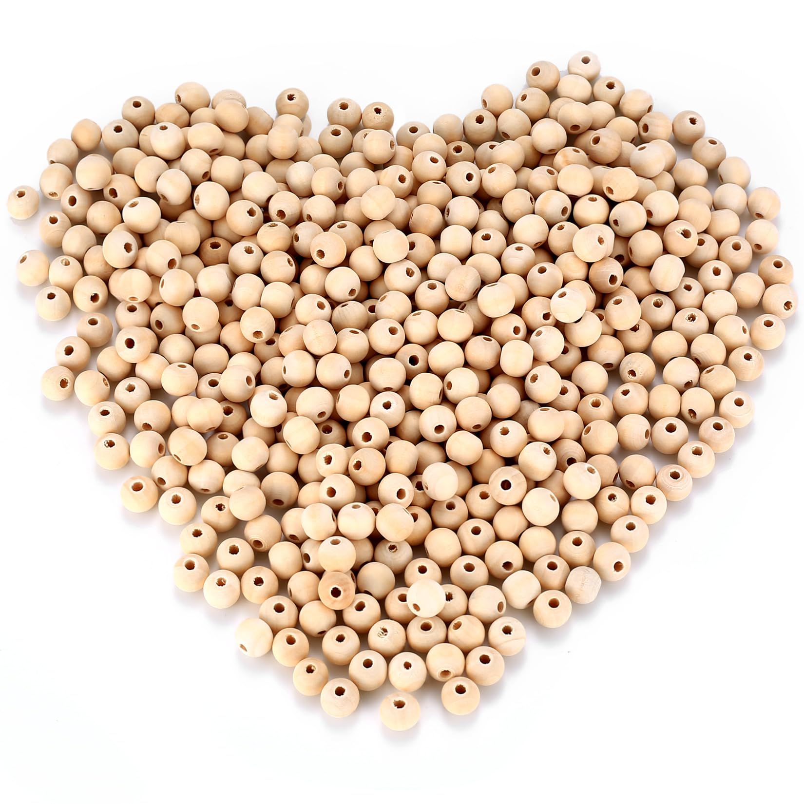 ywchoshe 700 Pcs 10mm Natural Round Wood Beads for Crafting, DIY Jewellery Making, Decorations, Macrame Beads