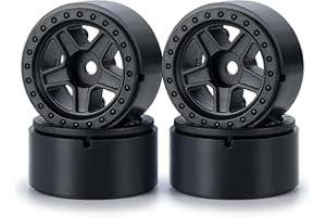 WONFAST 4PCS 1.0inch Wheel Rims RC Plastic 5-Spokes Beadlock Wheel Rim Hub for Axial SCX24 Deadbolt All 1/24 Scale RC Crawler Upgrade Parts Accessories (Black)