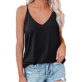 LOLONG V Neck Tank Tops for Women Summer Sexy Spaghetti Strap Sleeveless Shirts