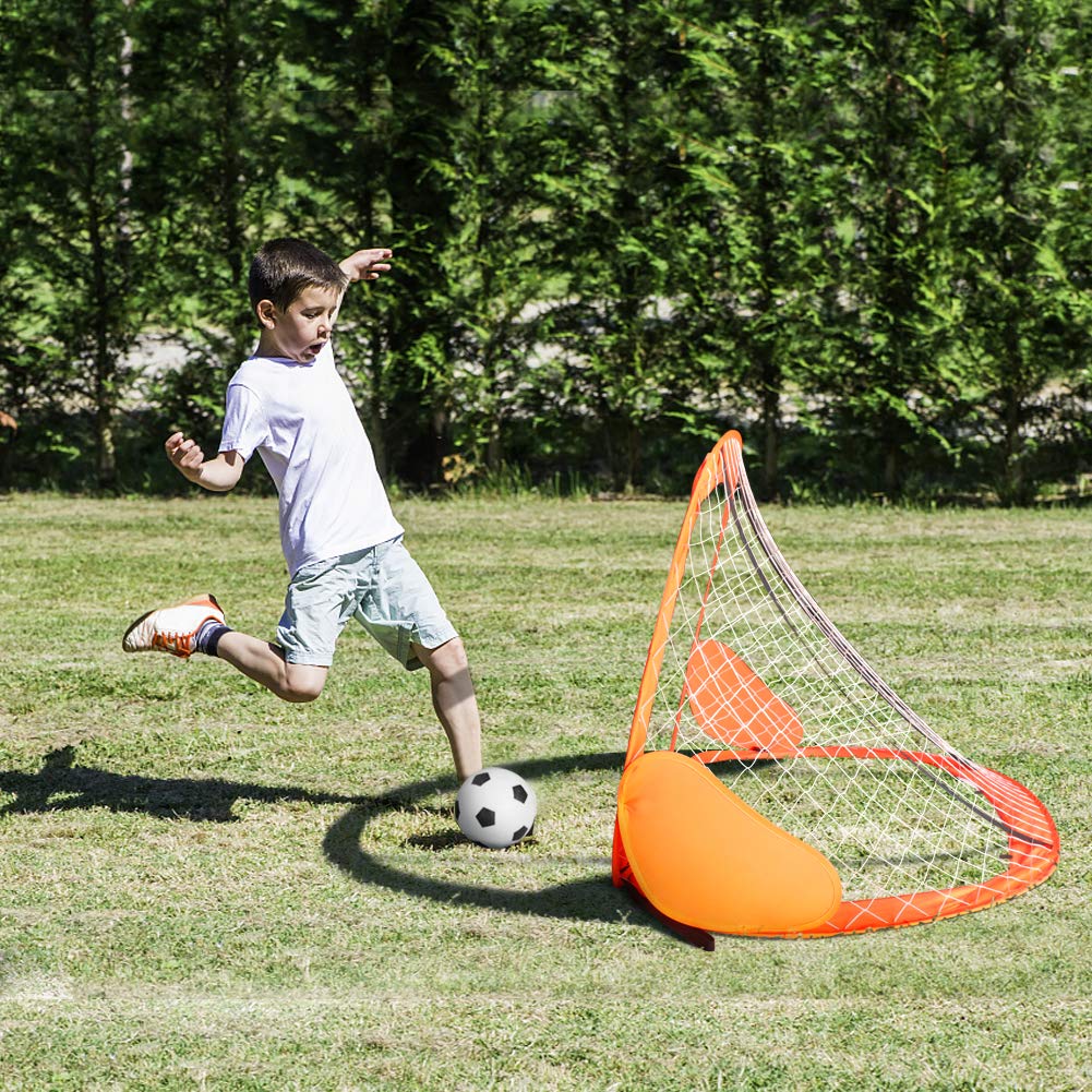 Fajiabao Soccer Goal Set Portable Sports Target Training Net Gifts with Carry Bag and Mini Soccer Ball and Pump for Kids Toddlers Children and Babies Age 3 4 5 6