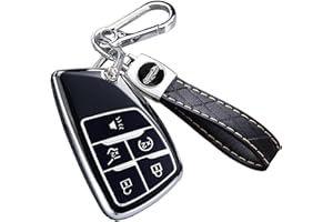 Montague Key Fob Cover for Chevy, Soft TPU Key Case Compatible with Silverado Tahoe Equinox Traverse Suburban GMC Yukon Denali Terrain， for Buick Envision Remote Smart Key Holder（5 Buttons Black）