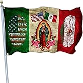 Aroxtms Mexico Flag Mexican American Flags for Outside 3x5 Double Sided Virgin Mary Mexico Mexican Usa Friendship Flags for Truck Car Outdoor Patriotic House Yard Decorations Banner