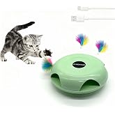 LO-RON-GOL Interactive Whack-a-Mole Cat Toy &mdash; Automatic Mushroom Feather Pop-Up Play Toy for Cats, Cognitive Stimulation &amp; Exercise, Durable Pet Entertaining Game (Green)