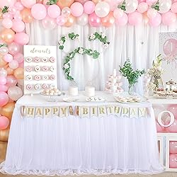 White Tulle Table Skirt for Rectangle Tables 6FT