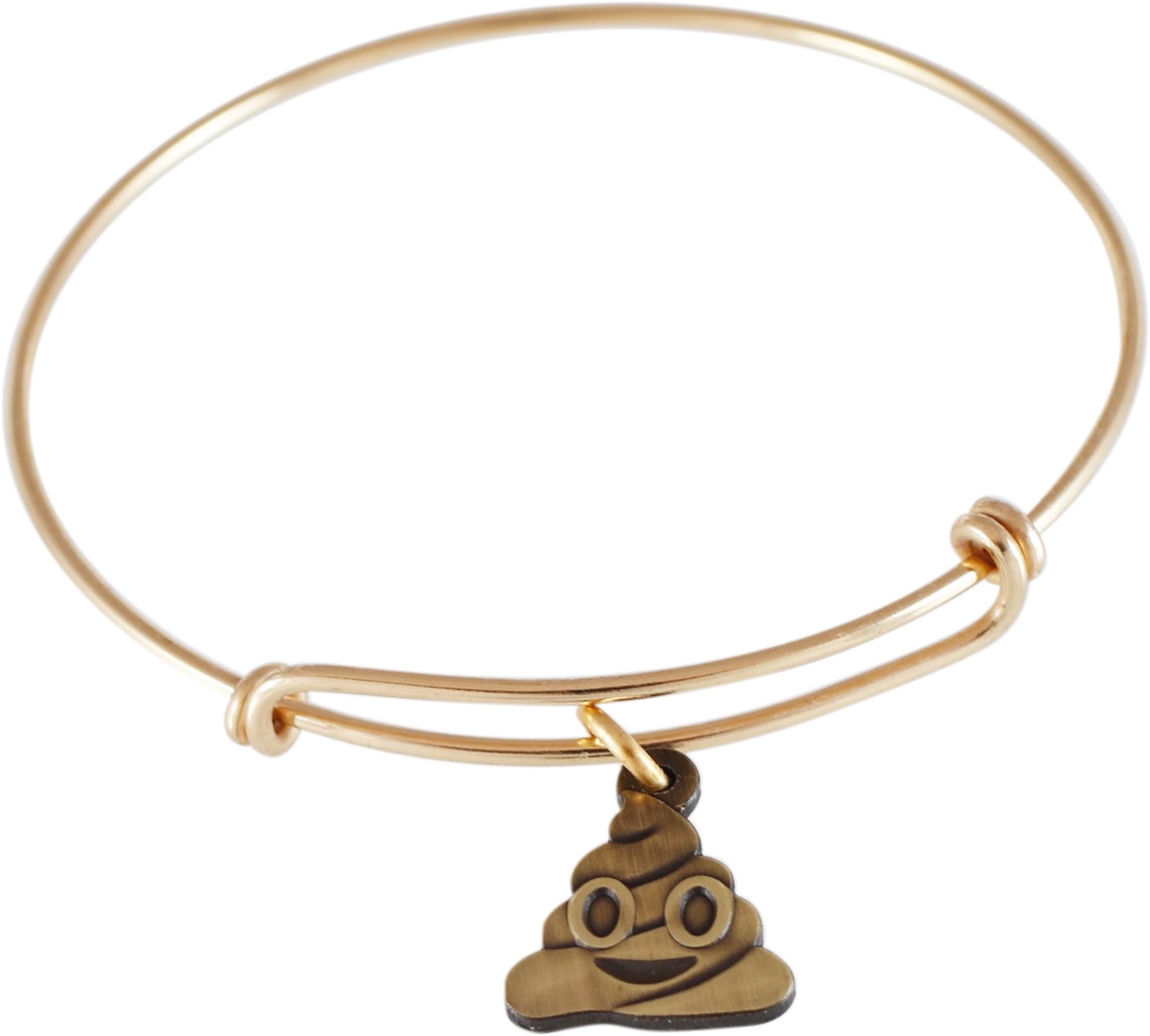 Emoji Single Charm Bracelet (Poop - Antique Gold)
