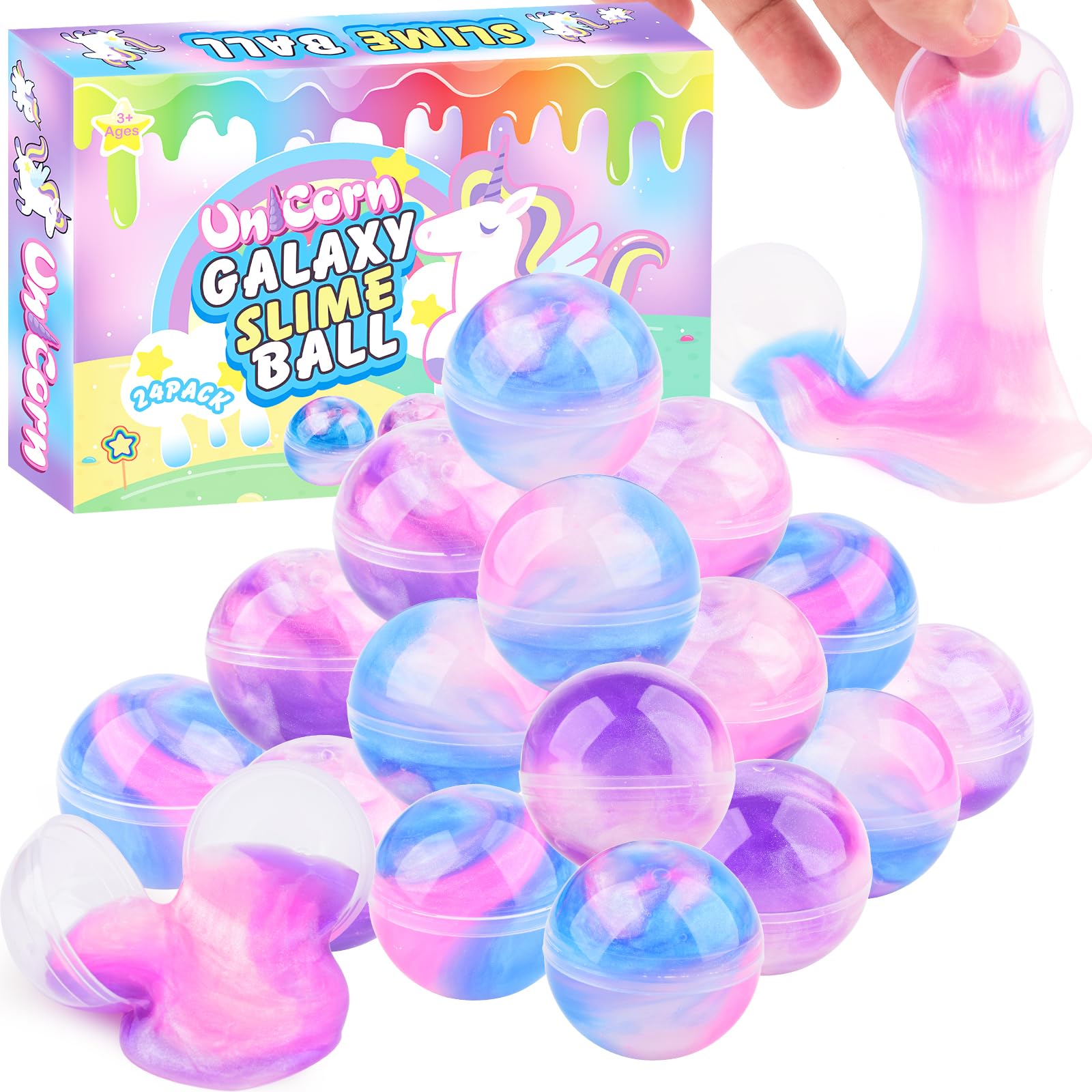 Photo 1 of (Count Unknown) Unicorn Galaxy Slime Balls, Unicorn Party Favors for Boys and Girls, Wet, Non-Sticky, Mess-Free, Stress Relief, Super Soft Slime Toy for Kids, Birthday Gift, Goodie Bag Stuffers