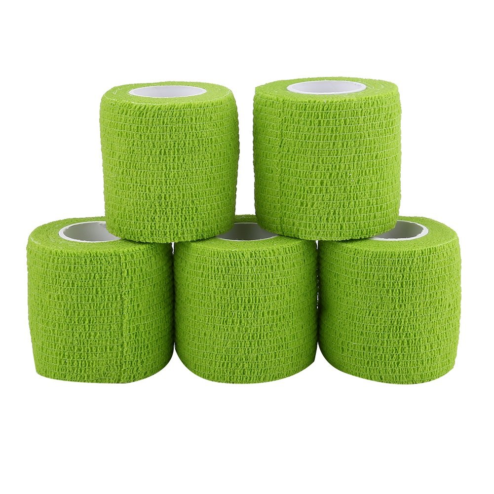 5 Rolls Adhesive Elastic Bandage Self Adherent Cohesive Bandages First Aid Self Adherent Rap Tape for Outdoor Sports (Green) Personal Care