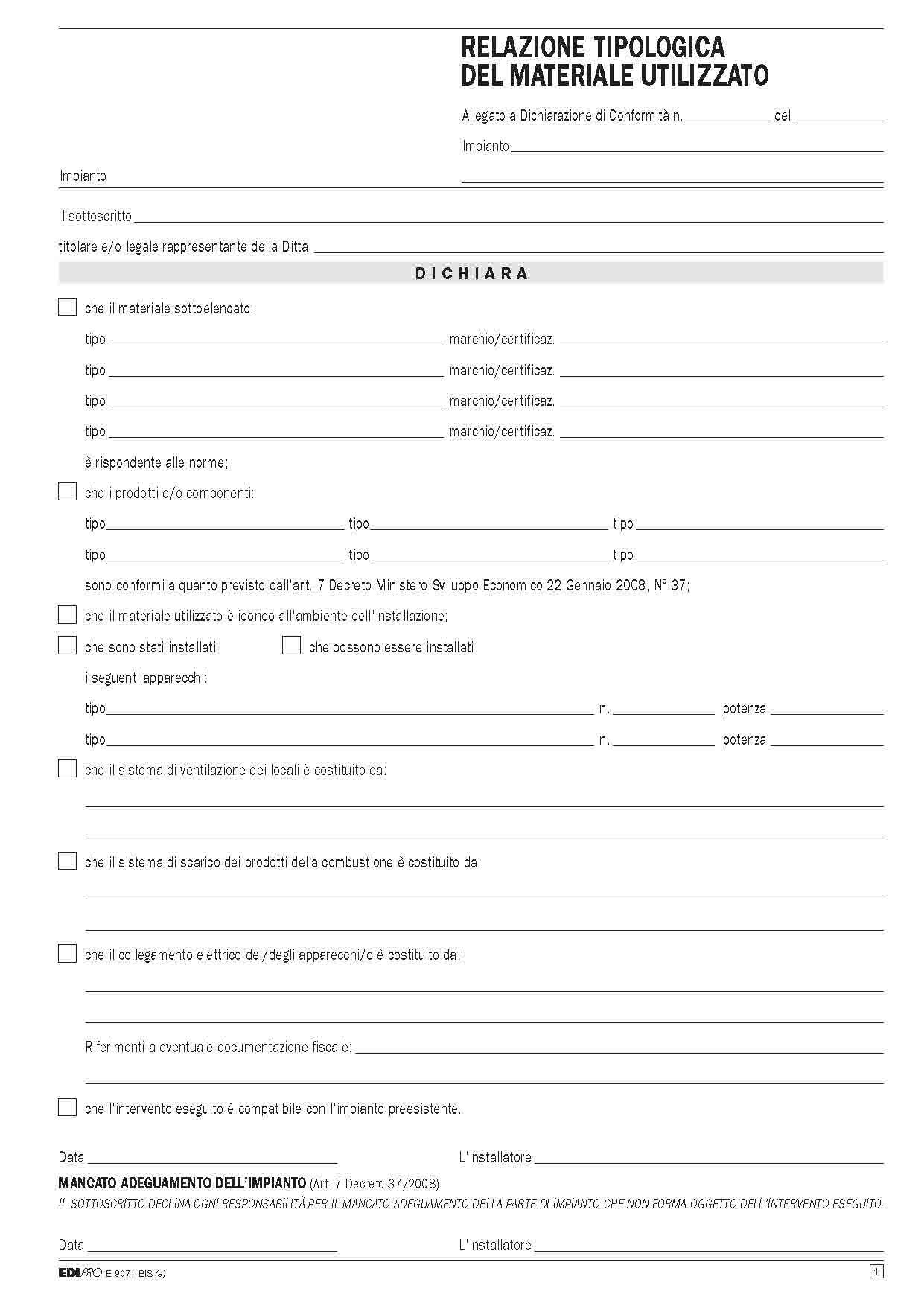 EDIPRO - E9071BIS - Typological Report Used 3 Copies Snap f.to 29,7x21 p