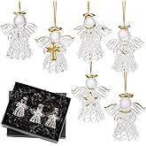 CroBlissful 6 Pcs Glass Angel Figurines Valentines Day Crystal Ornaments Hanging Guardian Angel Gifts for Christian Church Easter Mother's Day Holiday Decor, 6 Styles