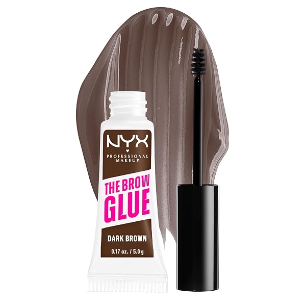 NYX PROFESSIONAL MAKEUP THE BROW GLUE, EXTREME HOLD TINTED EYEBROW GEL – DARK BROWN