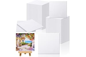 Moinchore 100 Pcs Mini Painting Canvas Panels Art Painting Canvases Panels Cotton Blank White Small Canvas Acid Free Boards for Watercolor Acrylic Oil Paint(4 x 4 Inch)