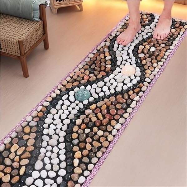 Message Therapy Rug Natural River Stone Cobblestone Foot Massage Rug Eliteshine Natural ...