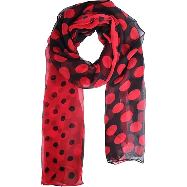 NUMJAW 1950s Chiffon Scarf Polka Dot Retro Hair Tie 50s