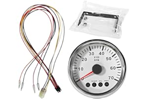 Vroelos Multifunction Tachometer Monitor Gauge, 34200-93J14 4" Outboard Parts Multi-Function TACH with White Dial and Stainle