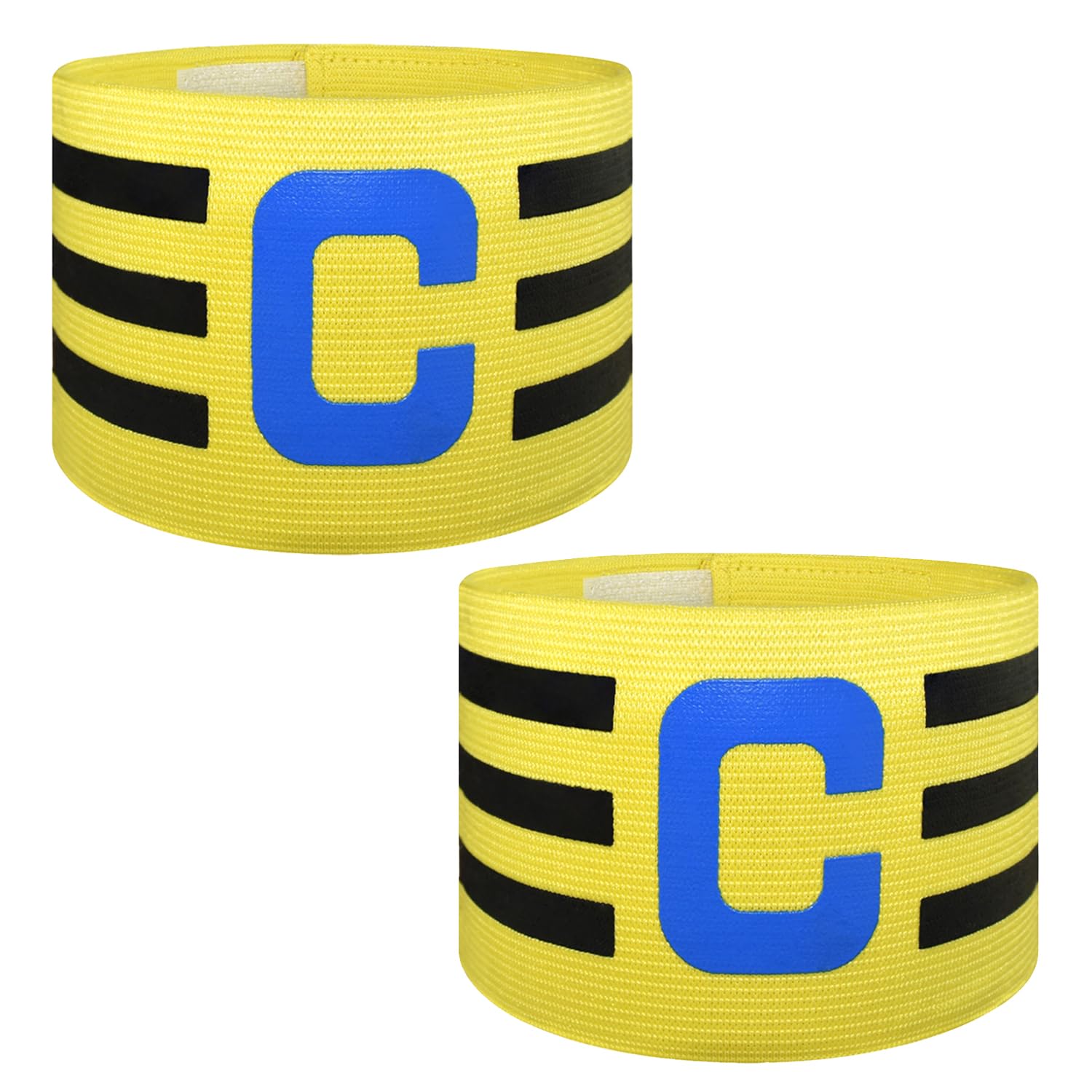 Ynaice 2 Pcs Captains Armband, C Adjustable Elastic Sports Arm Bands Nylon Multicoloured Adult Football Soccer Captains Armband for All Sports|Yellow