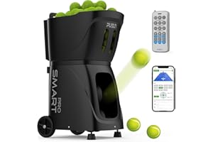 Tennis Ball Machine, PUSUN PT-Smart Pro Padel Tennis Ball Launcher with 115+Ball Capacity, App/Remote/iWatch Control, AI Dril