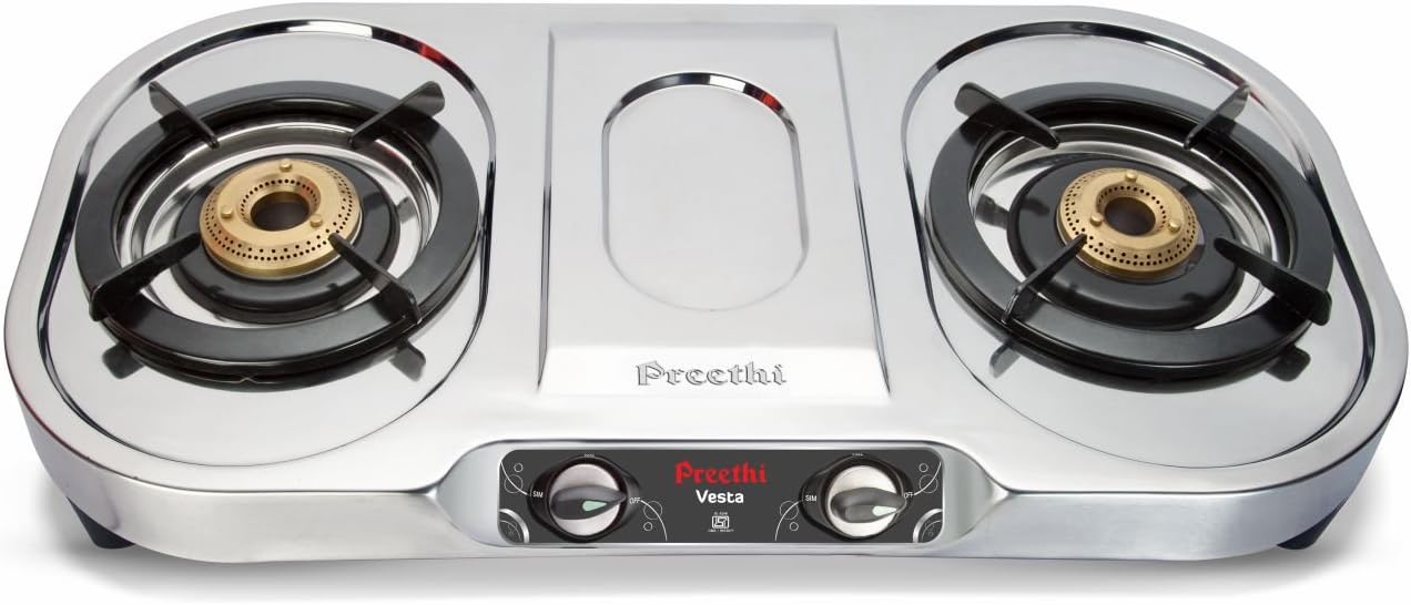 Buy Preethi Vesta Stainless Steel 2Burner Gas Stove, 14Pieces Online