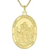 FJ St Christopher Necklace 925 Sterling Silver Religious Protection Pendant for Men Women