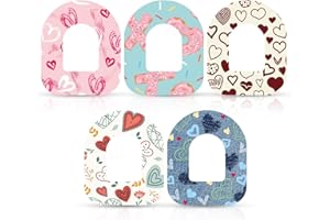 25pcs Adhesive Patches for Omnipod 5, Waterproof Insulin Sensor Covers Heart Sticker Protective CGM Sensor Patches Compatible