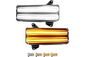 ROCCS Sequential Amber Turn Signal Switchback LED Side Tow Mirror Marker Light White DRL Parking Light fit for 2020 2021 2022