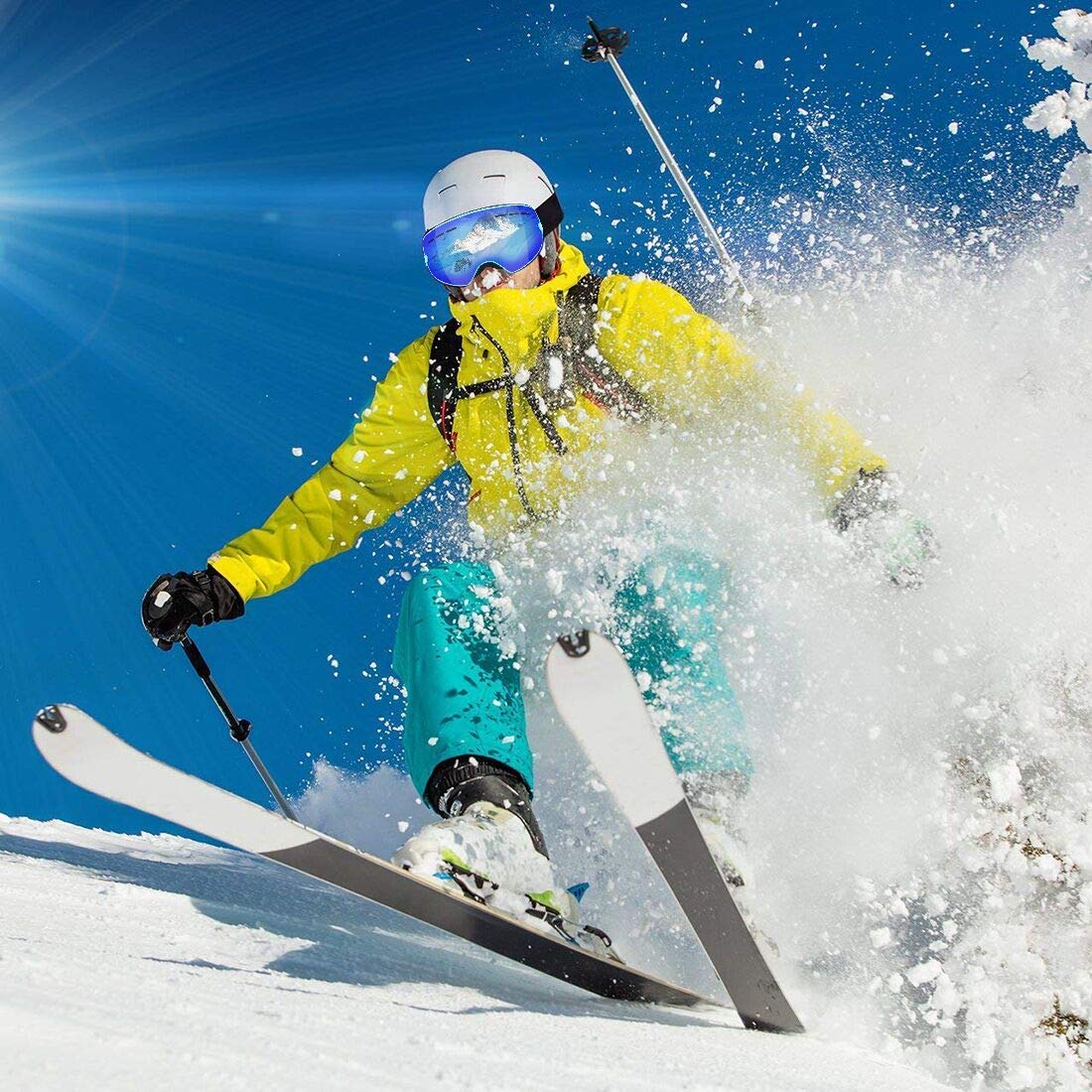 TUONROAD Skibrille, Schneebrille, Snowboardbrille, Snowboard Wintersport Brille, Doppel-Objektiv UV-Schutz Anti-Nebel für Herren Damen Jungen Skifahren Snowboarden Snowmoblie