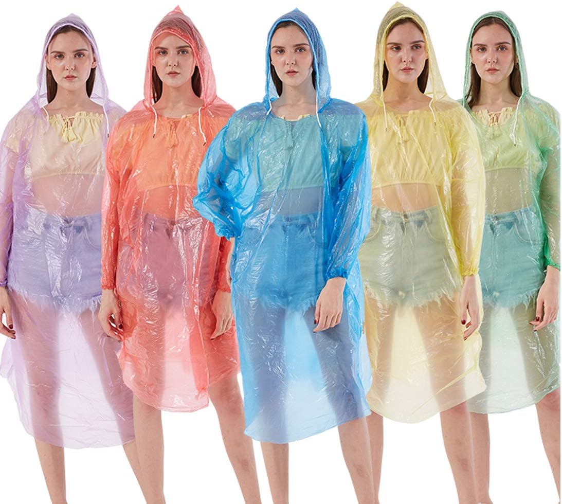 iPihsius Disposable Rain Poncho, Portable Rain Coat Waterproof for Adults