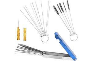 Gosknor Carburetor Jet Cleaning Kit, Torch Tip Dirt Cleaner Set 13 Wires 10 Needles 5 Brushes 1 Pick Tool Kit Suitable for Auto Motorcycles ATV Welder Lawn Equipment Accessories