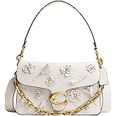 COACH womens Chain Tabby Shoulder Bag With Floral Embellishment