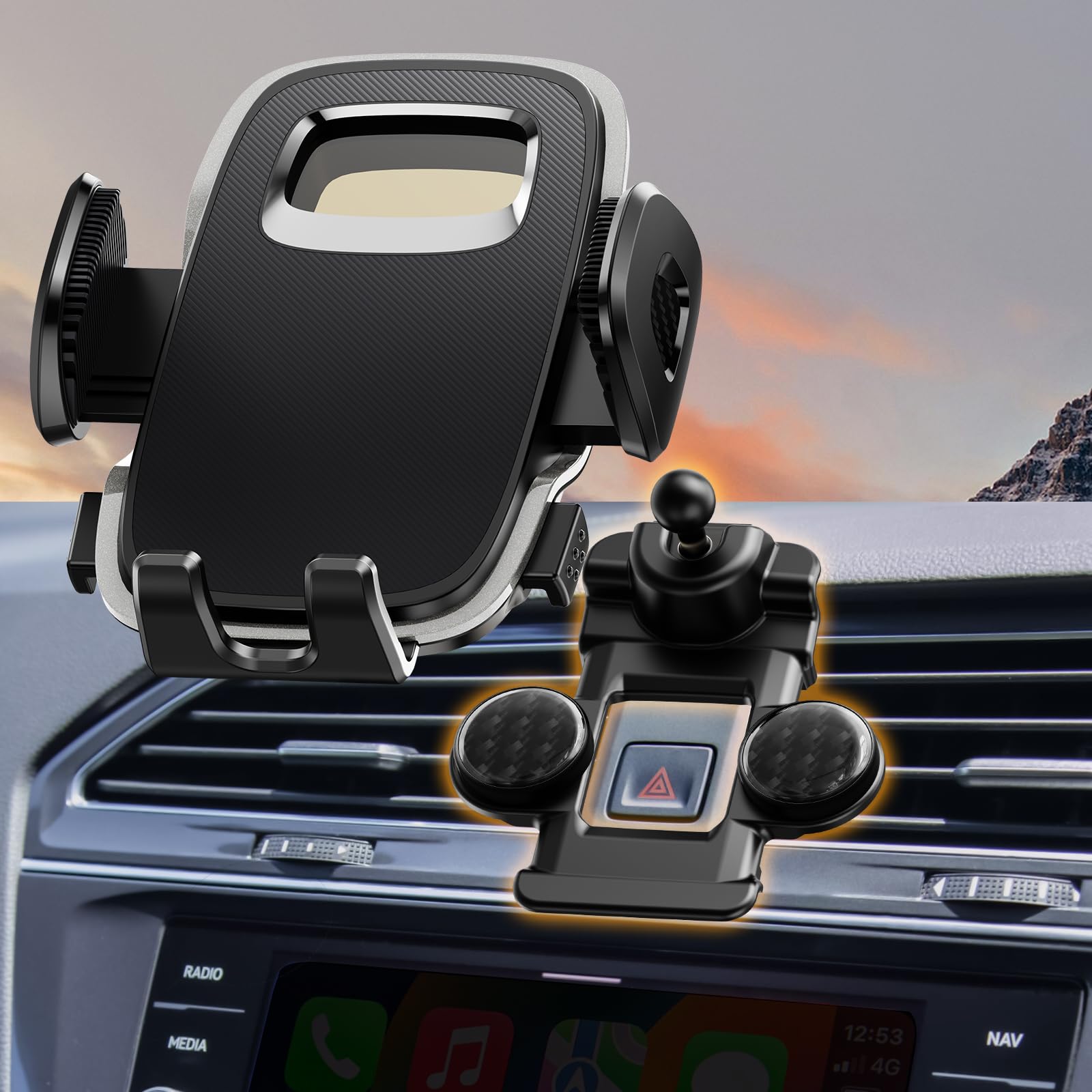PANPHEN Car Phone Holder For Volkswagen Tiguan 2016 2017 2018 2019 2020 2021 2022,VW Tiguan Accessories,360 Degree Adjustable Phone Mount For 4.7-7 Inch All Smartphone and GPS