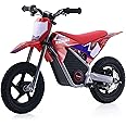 Electric Dirt Bike for Kids Aged 3-6, 150W High Racing Competition Grade Electric Motorcycle, Up to 8MPH, 2 Speed Settings, Safe Disc Brakes, 12IN Off-Road Tires & Advanced Shock Absorption，Red