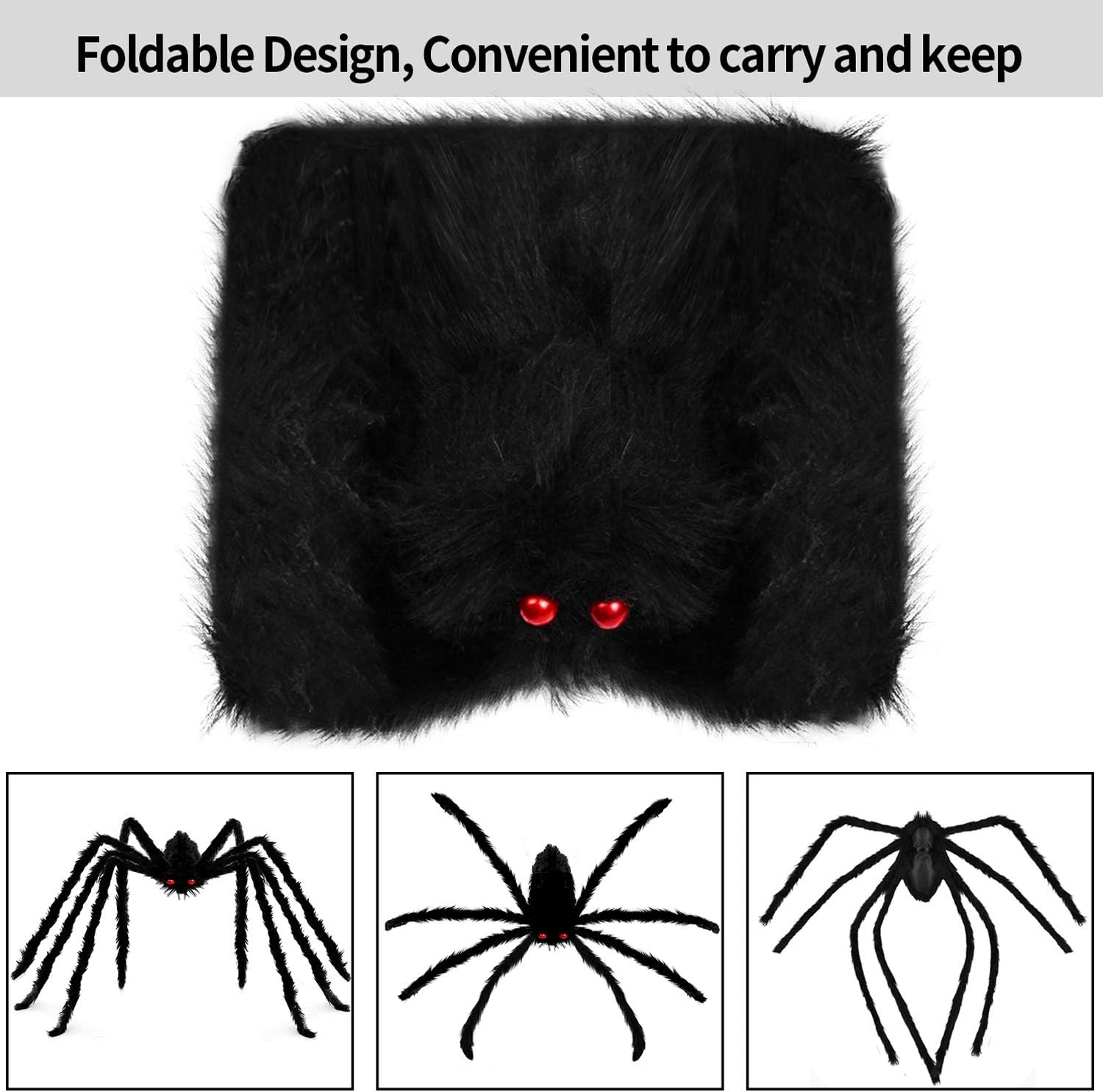 BELANT 6.6FT Giant Hairy Spider Halloween Decorations Scary Outdoor Yard Decor, Black : Garden & Outdoor