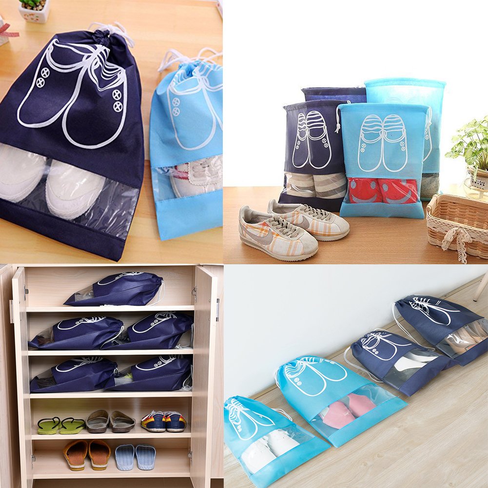 10pcs Travel Shoe Bags, Vinmax Dust-proof Organizer Bags(X-Large,Navy Blue)