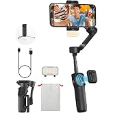 hohem iSteady X3 3-Axis Gimbal Stabilizer for iPhone &amp; Android, Black | Detachable Remote, iSteady 8.0 Anti-Shake, Tripod &amp; Extendable Rod, Magnetic Fill Light, AI Tracking, Foldable 0.93lb Design