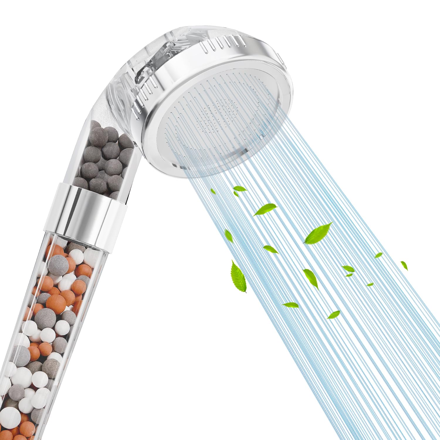 VEHHE High Pressure Shower Head, Filter Shower Head 3 Mode Boosting with Beads, Handheld Powerful Flow Showerheads Hard Water Softener with Extra Replaceable Accessories for Adult Children Pet Home