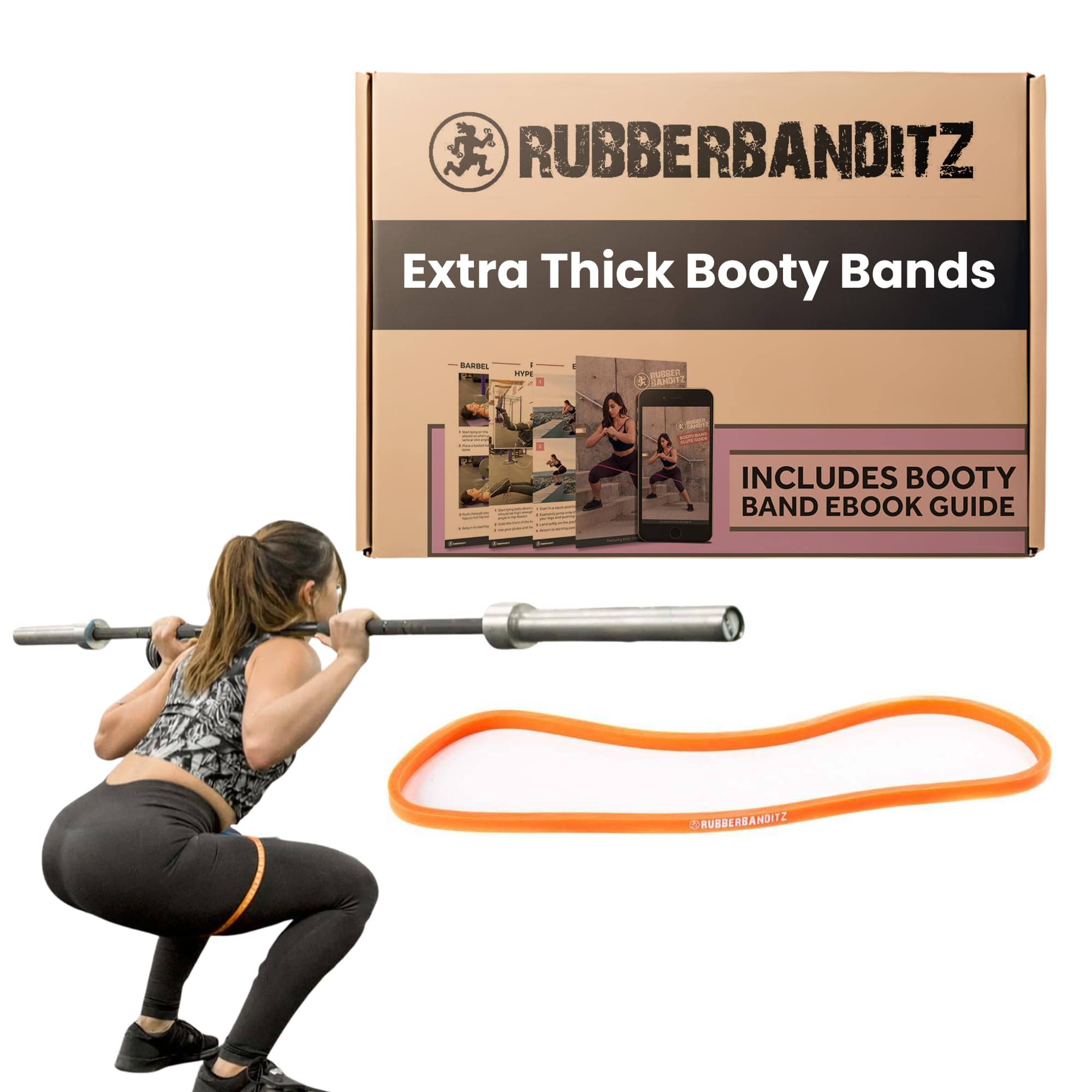 RubberBanditz- Extra Thick Womens Workout Booty Bands | Workout Resistance Bands For Butt, Legs, Hips & Glute Mini Loop Resistance Workout Band