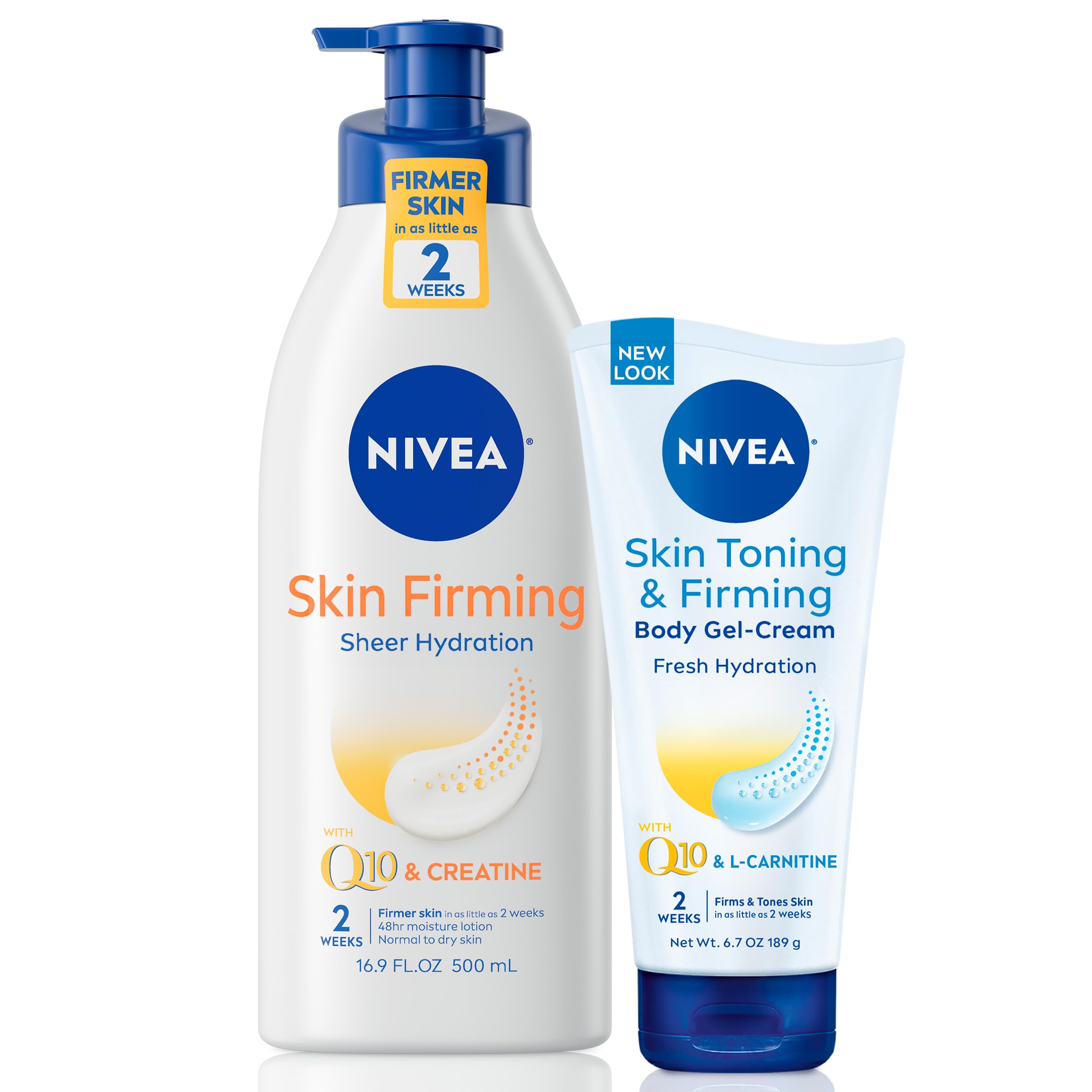 Photo 1 of NIVEA Skin Firming Body Lotion Variety Pack with 16.9 Fl Oz Hydrating Body Lotion and 6.7 Oz Skin Firming Gel Cream