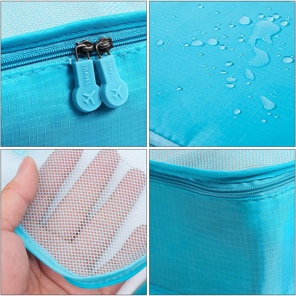 aKing Packing Cubes Set of 6 Travel Organizers with Laundry Bag for Travel Compression(Blue)