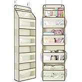 Yecaye 5 Tier 1Pc Over the Door Organizer, Swing-proof Door Organizer Hanging with Clear PVC Windows, Behind the Door Storage for Bedroom Nursery Closet Laundry Pantry Bathroom, Beige