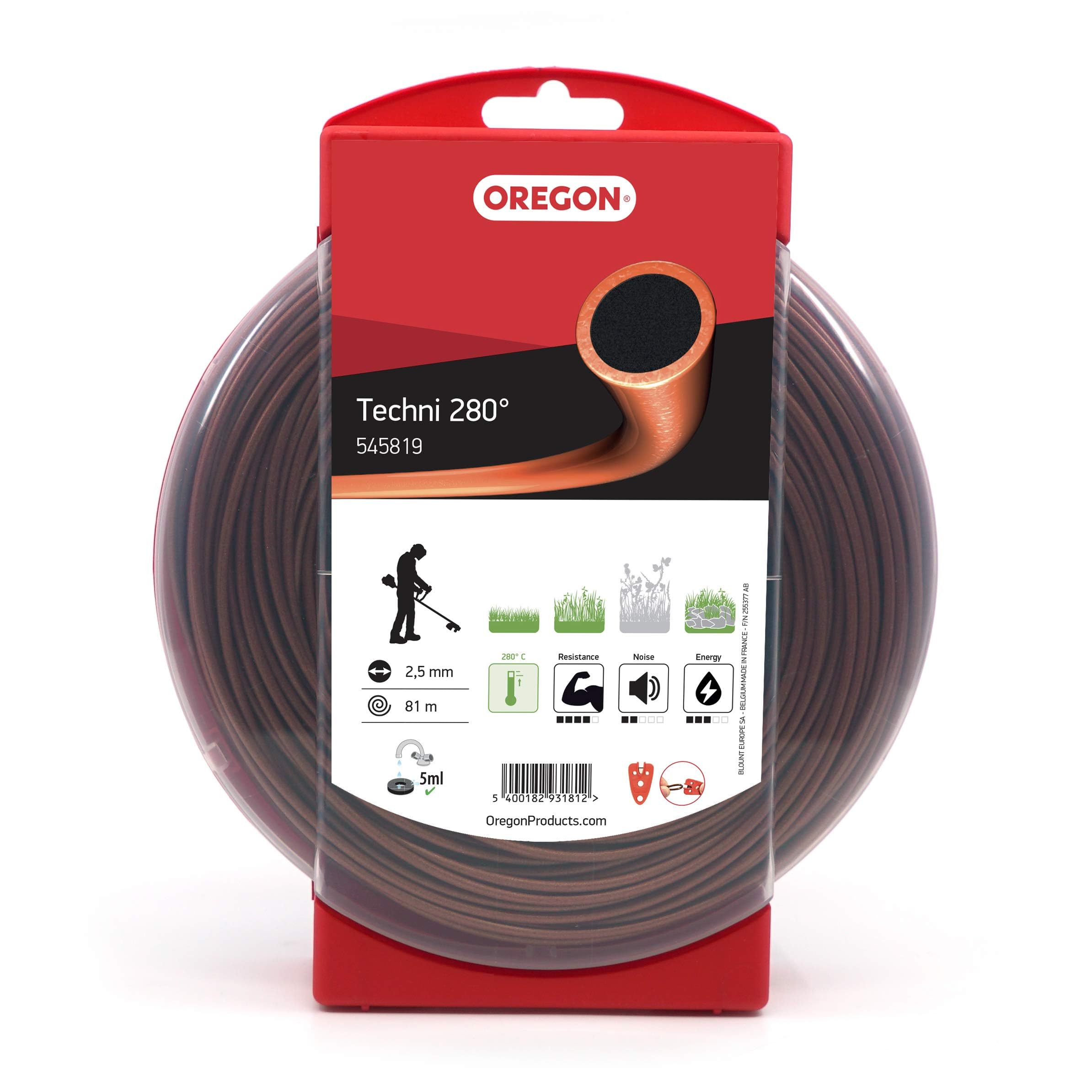 Oregon Heat Resistant 2.5mm Strimmer Line, Tackles Thick Grass, Weeds, Tough Vegetation & Brambles, Professional Heavy Duty Durable Strimmer Wire, Fits Most Standard Models, 2.5 mm x 81m (545819)
