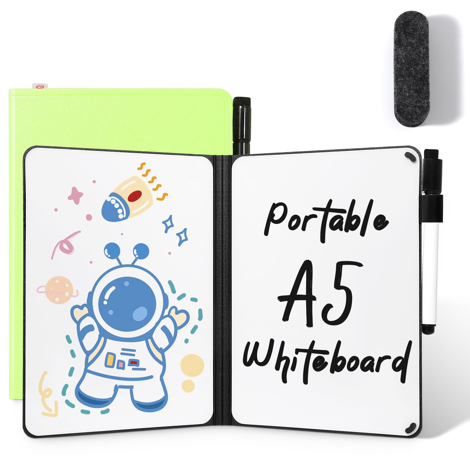 AGM A5 Mini Whiteboard, Double Sided Portable Dry Erase Board with Pen, for Study, Meeting,Doodling-Grass Green