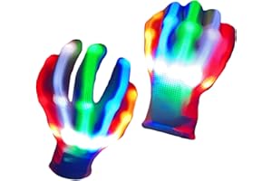 COTRUERE Led Light up Gloves Rainbow Easter Gifts for Kids and Adults Rave Light Glowing Gloves Cool Toys Stocking Stuffers Halloween Christmas Easter Birthday Parties(Medium)