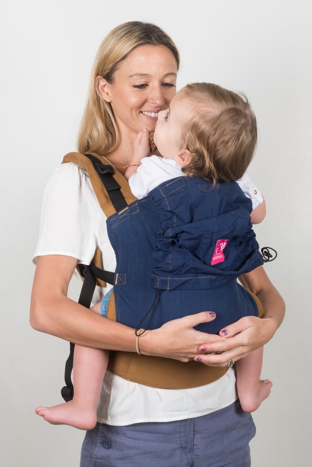 Anmol Baby Carriers- Basic Handwoven Blue & Beige Soft Structured Baby Carrier