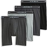 Jockey Men's Underwear Lightweight Cotton Blend 7" Long Leg Boxer Brief - 4 Pack