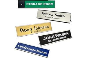 SINKAA Personalized Desk Name Plates and Door Sign - Custom Office Desk or Door Name Plates with Aluminum Holder with Two Lin