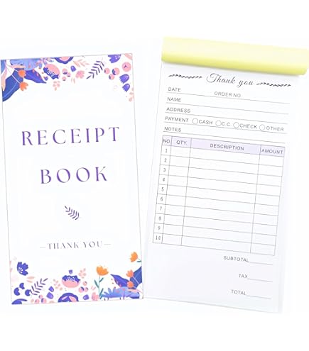 2 Packs 50-Set Receipt Pad, Carbon Duplicate Copy Sales Receipt Form Invoice Booklet Stores Warehouses Offices Restaurants 3 4x5 5 Handheld 2 Part Car